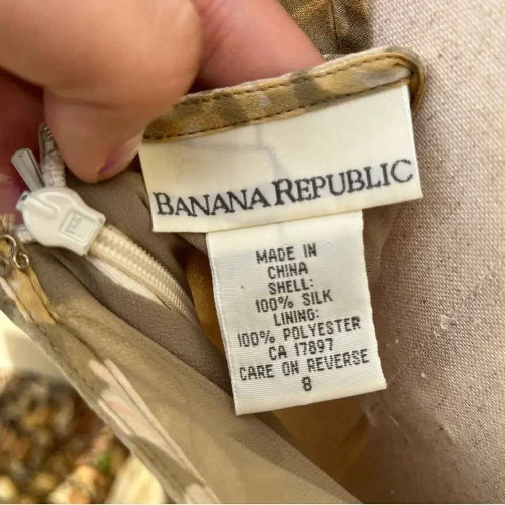 Banana Republic Silk Floral Dress Cottagecore Romantic Women's 8 Vintage 90s - Picture 5 of 5